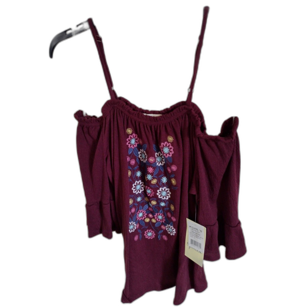 NWT Live to be Spoiled Burgundy Cold Shoulder Blouse Sz XL